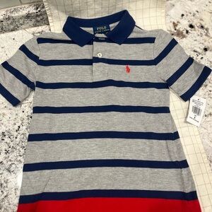 Polo by Ralph Lauren Kids Gray and Navy Striped Polo